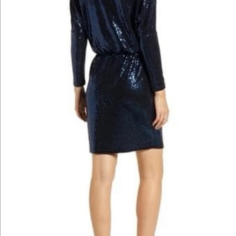 3X Gibson Cocktail sequin party dress royal blue flattering long sleeve - Picture 7 of 8